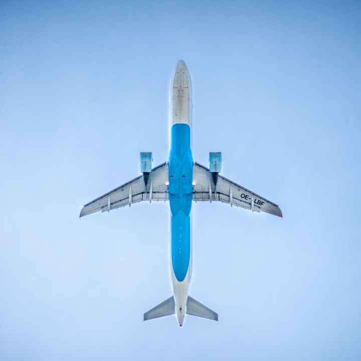 A jet in flight directly overhead