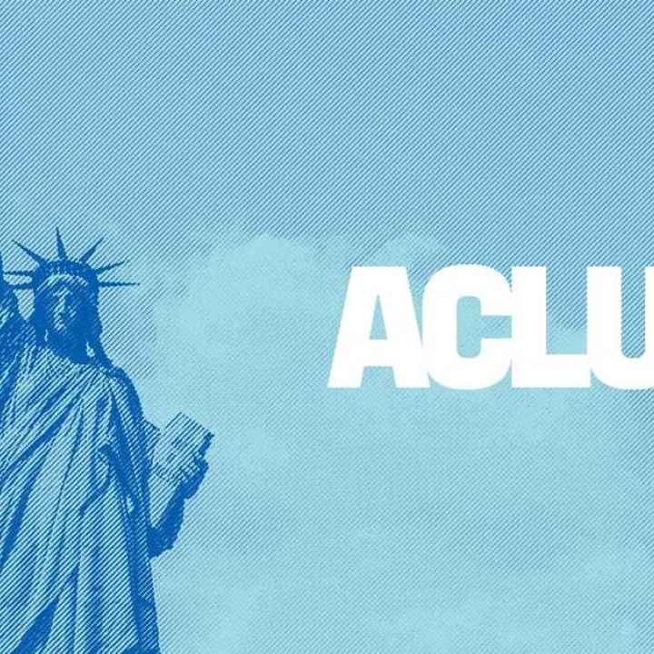 Stylized Lady Liberty with text ACLU
