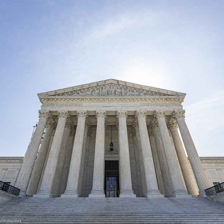 An exterior shot of the Supreme Court of the United States building.