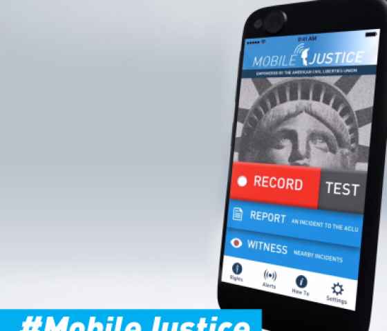 The ACLU Mobile Justice App on a smartphone